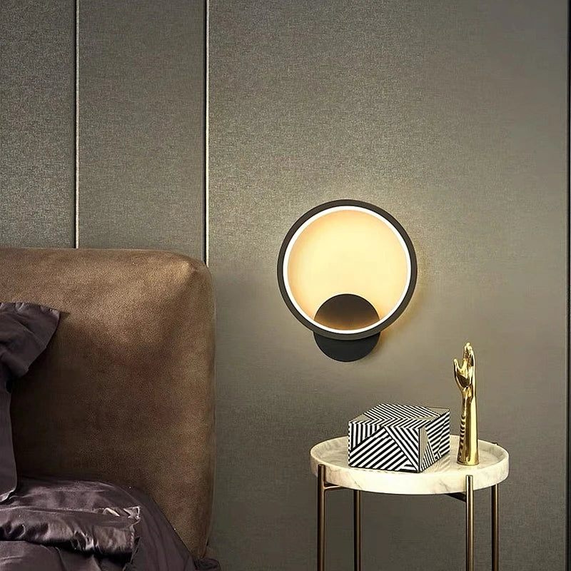 Modern Minimalist Circular Metal high Transparency Wall Lamp LED Energy-saving Bedside Lamp Personalized Indoor Decoration Light