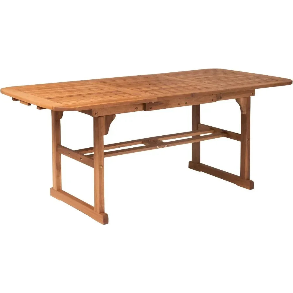 Plaza Maui Modern Dining Table | Solid Acacia Wood Slatted Patio Dining Table Outdoor Garden