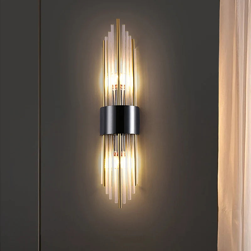 Modern Leds Stainless Steel Crystal Wall light sconces Gold/Black Living room Bedroom Bedside Corridor Home interior decoration