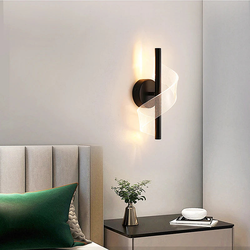 Nordic Minimalist Acrylic Bedroom Living Room Wall Lamp Light Luxury Creative Bedside Lamp Staircase Corridor B Lighting Fixture