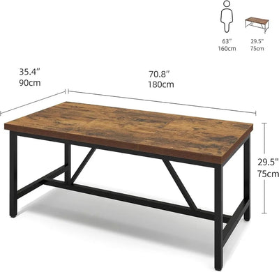 Cardina 70.8" Large Kitchen Dining Room Table | for 6-8 People, Rustic Grey Farmhouse Industrial Wood Style Rectangle Apartment Dinning