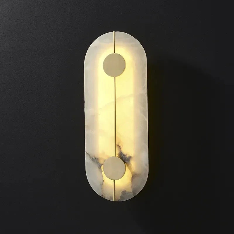 Nordic Modern Marble stone Wall Lamp alabaster Living Room Gold Copper Home Indoor Decoration LED Sconce Bedroom Bedside Round