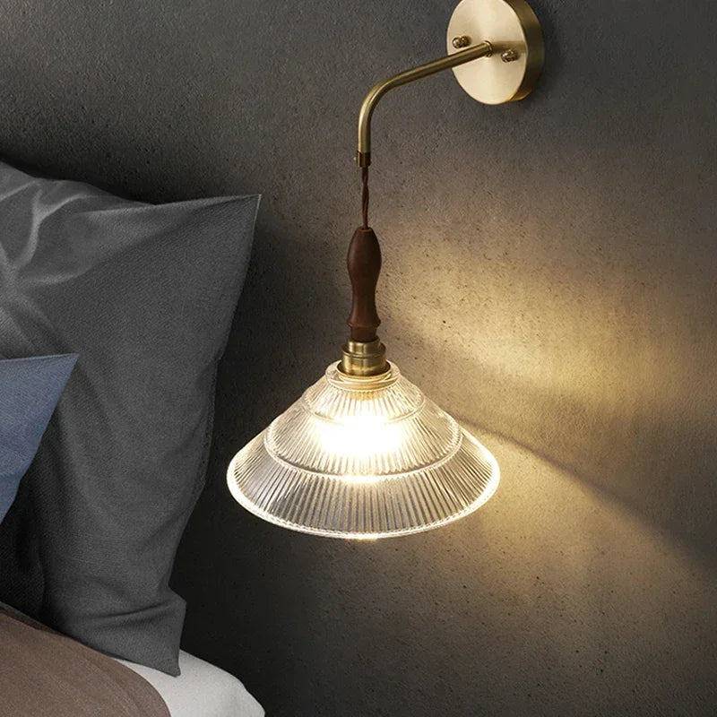 Modern Led Glass Wall Lamp Vintage Transparent Wall Sconce Lighting Nordic Wall Lights Clear Lampshade Retro for Bedroom