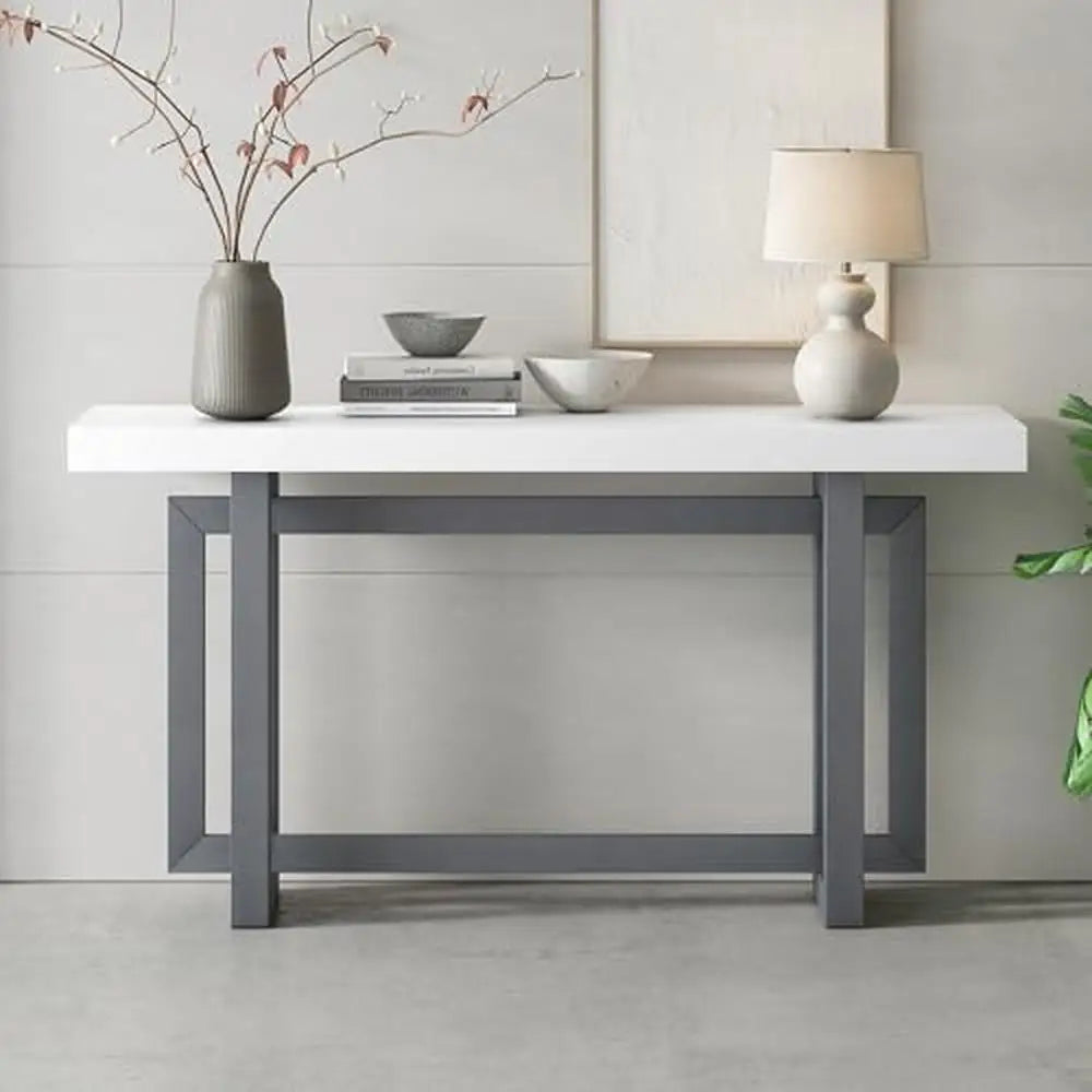 Telenti Wood Console Table | Modern Industrial Concrete Top Grey Minimal Entryway HallwayTable