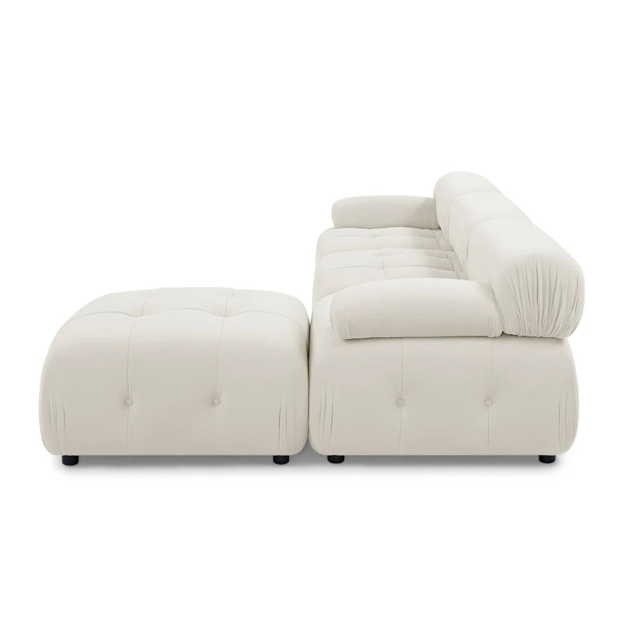 Mercede Modular Sectional Sofa | Button White Tufted Designed L Shaped Couch with Reversible Ottoman