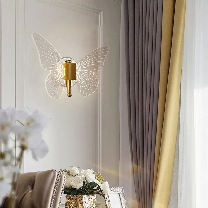 Butterfly LED wall lamp Colorful wall light golden modern sconces indoor lighting home lamp for bedroom living room