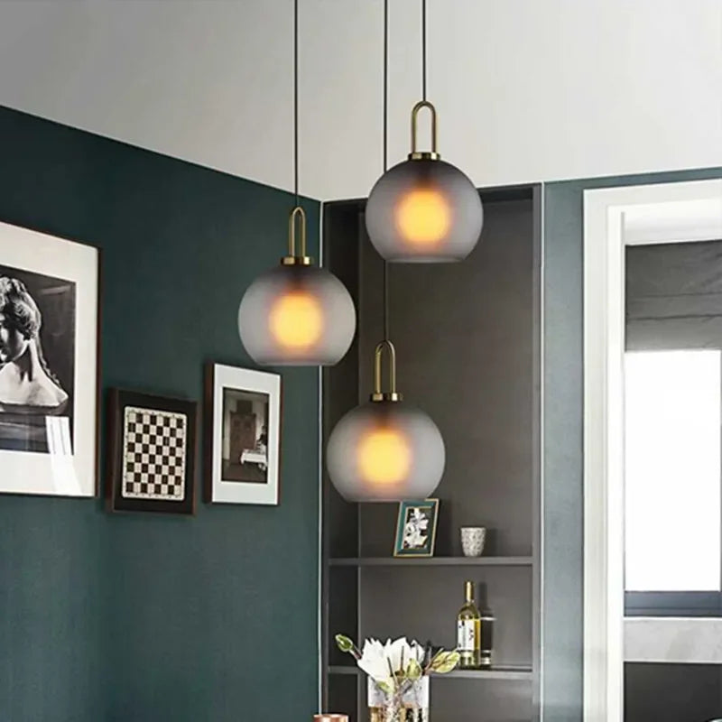 Modern Glass Ball Pendant Light Fixture Kitchen Dining Room Bedroom Hanging Lamp Luminaire Home Decor Lighting Indoor Restaurant