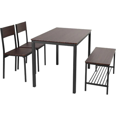 Gloria Wood 4 Piece Dining Table | kitchen set with 2 chairs and 1 bench, kitchen table set for 4 people, dining room space