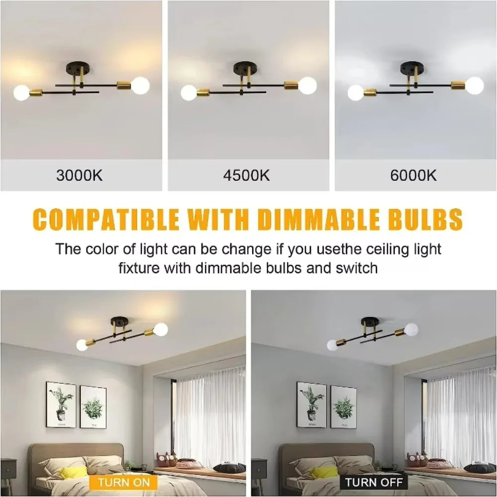 Hot Sales 2-light Simple Decoration Modern Chandeliers Ceiling Lamp Flush Mounted Indoor Room Lights Ceiling