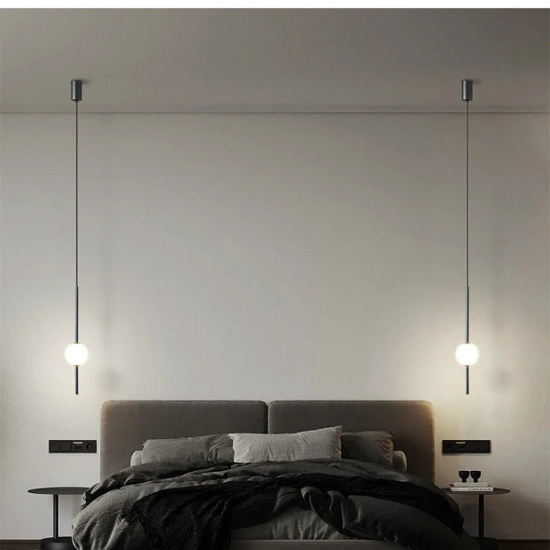 Modern Led Acrylic Long Pendant Light for Bedroom Bedside Hanging Lamp Lustre Home Decoration Lighting Fixture Double Bathroom