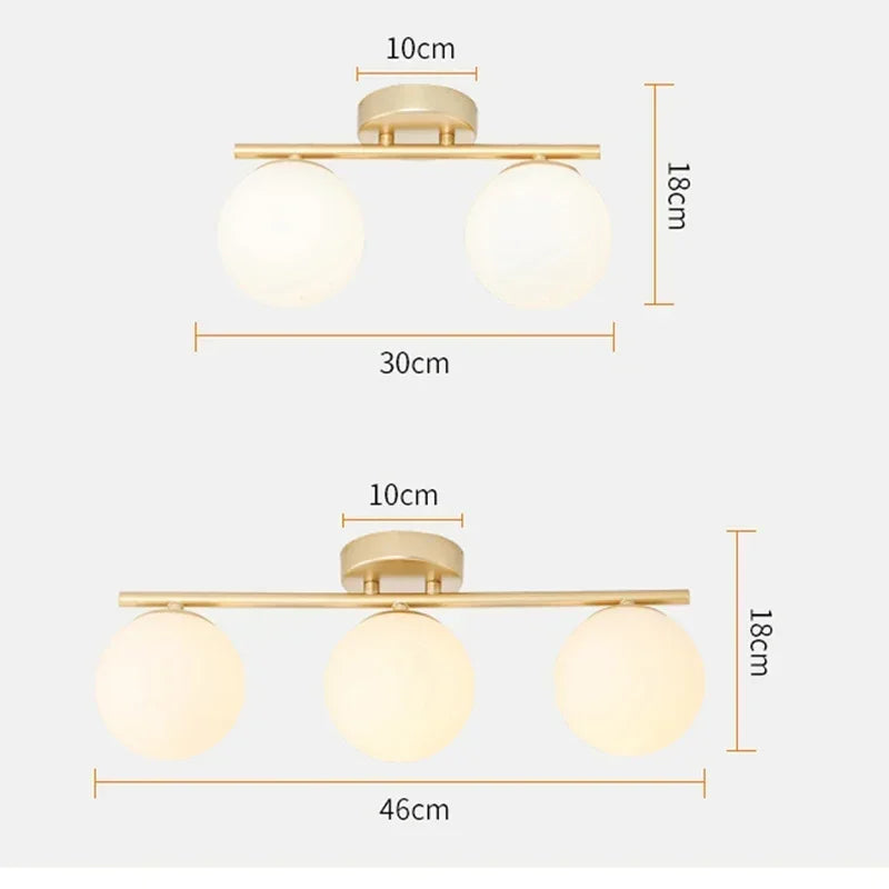 Minimalist LED Glass Ceiling Lights White Ball Creative Golden Corridor Lamp Entrance Cloakroom Balcony Bedroom Dining Room Lamp