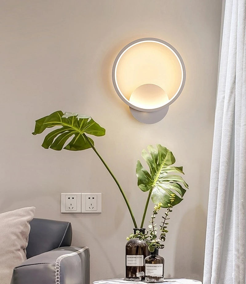 Modern metal circular LED energy-saving wall lamp simple restaurant aisle bedside Lights indoor decoration lighting fixtures