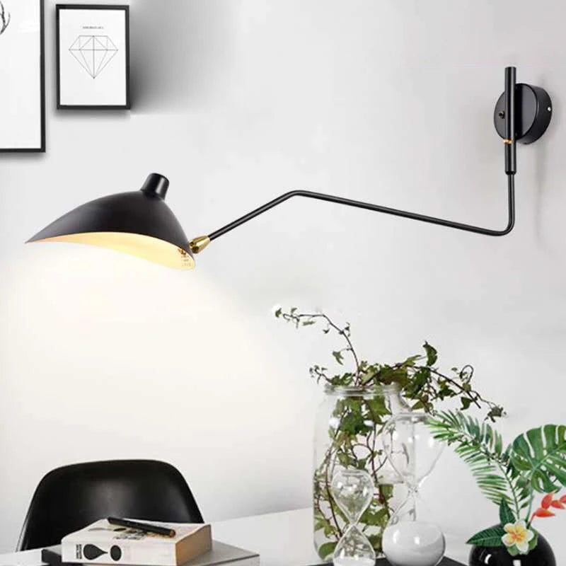 Nordic rotating long pole LED wall lamp creative lighting fixture for living room, bedroom, dual head lighting wall lamp