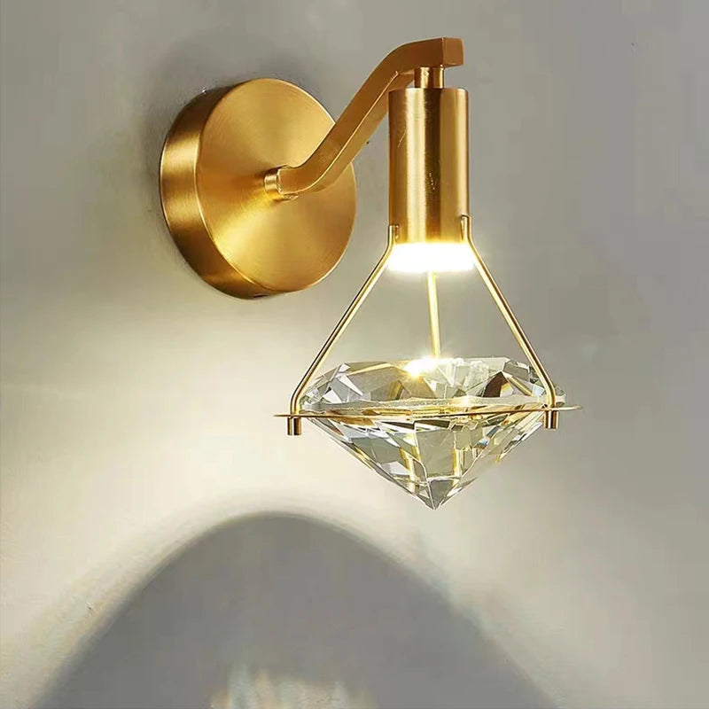 Modern LED Creative diamond Crystal Wall Lamp Bedroom Bedside Living Room Background Wall sconce Staircase Indoor Lighting