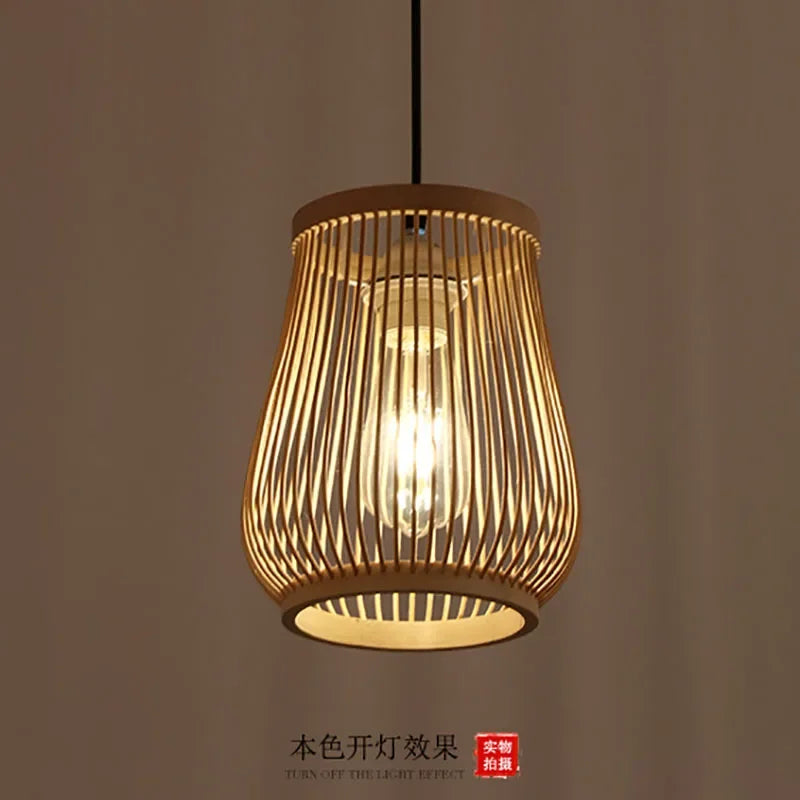 Modern Chinese Style Hand-woven Bamboo Chandelier Creative Tea Room Living Room Showroom Artistic Bamboo and Rattan Lamps