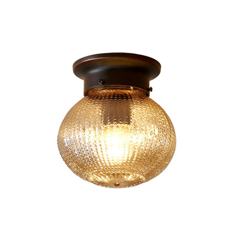 IWHD Round Glass LED Ceiling Lamps Kitchen Hallway Balcony Porch Corridor Vintage Ceiling Lights Fixtures LED Lampara Techo