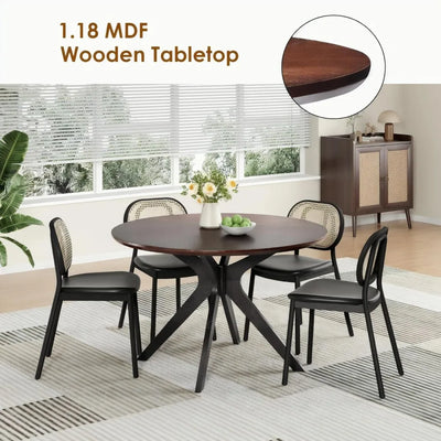 Moldovi Round Wood Dining Table | can accommodate 4-6 people, kitchen dining table round solid wood dining table with intersecting base