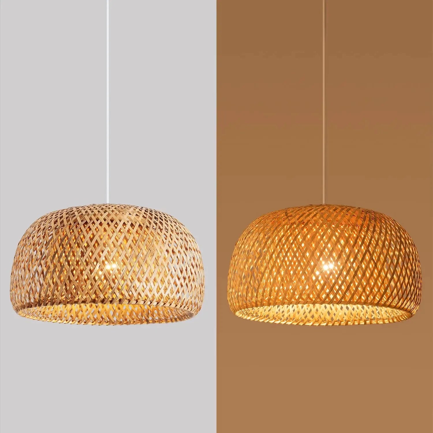 IRALAN Lampshades Bamboo Hand-woven natural rattan Fixtures Hanging Light Bulb Not Included room decor Decorate For  Bedroom