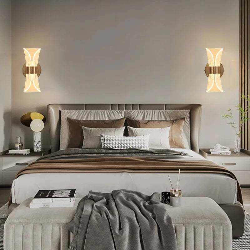 Modern Luxury Wall Lamp Bedroom Bedside Lamp Online Celebrity Hotel Living Room LED Acrylic Background Wall Creative Light