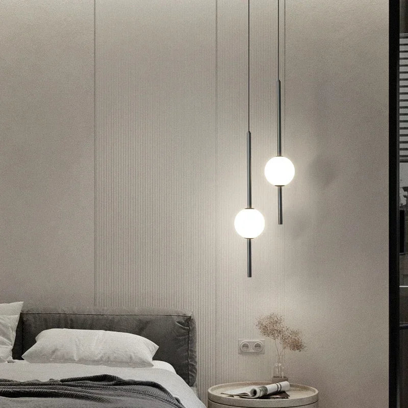 Nordic Glass ball LED Chandelier Lighting Bedroom Bedside Hanging Pendant Lamp Modern Interior Home Decor Lights