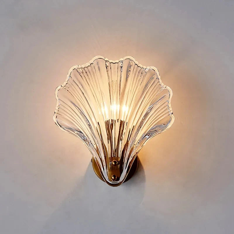 LED Wall Lamps Modern Home Decors New Creative Shell Glass Art Wall Lights Nordic Bedroom Bedside Indoor Lighting Sconces Lustre