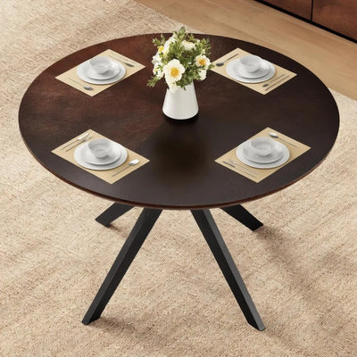 Moldovi Round Wood Dining Table | can accommodate 4-6 people, kitchen dining table round solid wood dining table with intersecting base