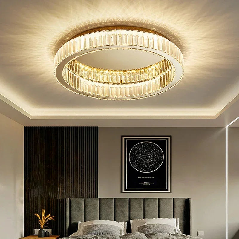 Modern LED Crystal Ceiling Chandeliers Lighting for Living Room Bedroom Home Indoor Decor Lampara techo Gold Silver Lustre Lamp