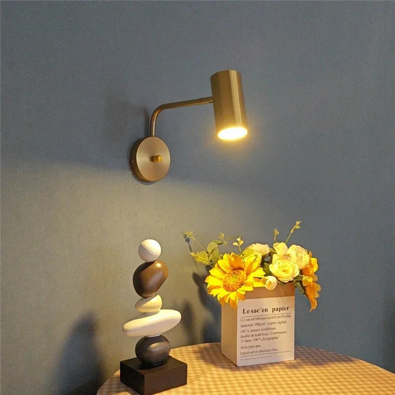 Modern LED Rotatable Wall Lamps Bedside Study Reading Wall Lights Corridor Stairs Lighting Fixtures Home Black Gold White Sconce