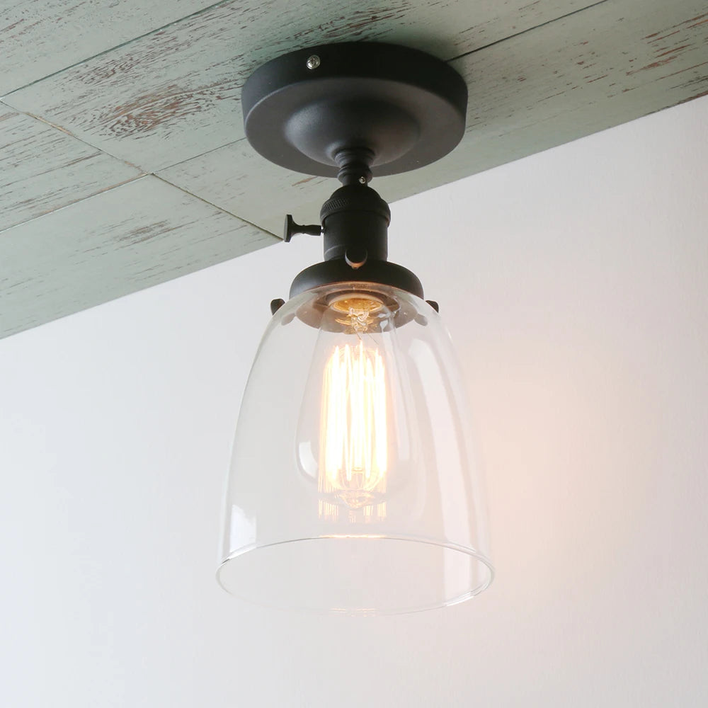 Permo ceiling light oval transparent glass lampshade, glass ceiling light in the laundry room living room cafe bar