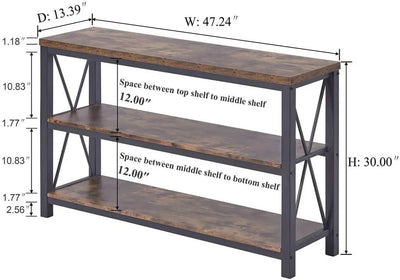 Mezzini Industrial Console Table | for Entryway, 3 Tier Foyer Table for Hallway, Rustic Hall Tables Behind Couch