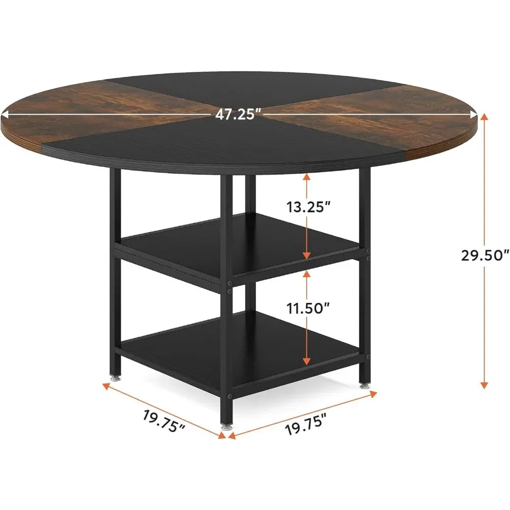 Regente Round Wood Dining Table | Outdoor Indoor 47 inch Table Seating for 4
