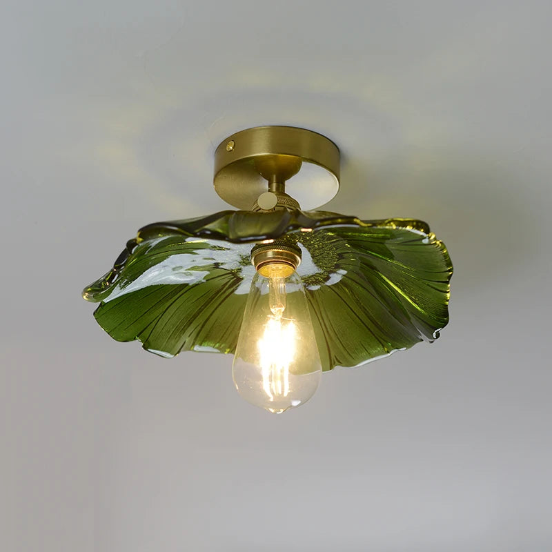 IWHD Green Glass Copper LED Ceiling Lights Fixtures Home Lighing Bedroom Corridor Balcony Living Room Lamp Lampara Led Techo