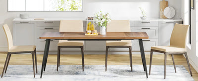 Mesa de comedor industrial de madera Hampton | Mesa de comedor de cocina de 70,9" para 6 a 8 personas