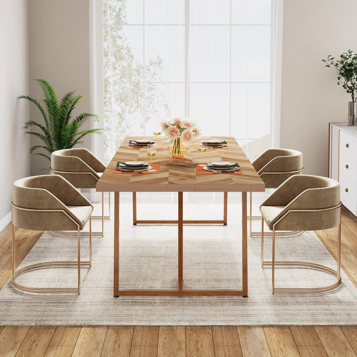 Milton Farmhouse Dining Table for 6 to 8 | 70.9" Rectangular Wood Kitchen Table