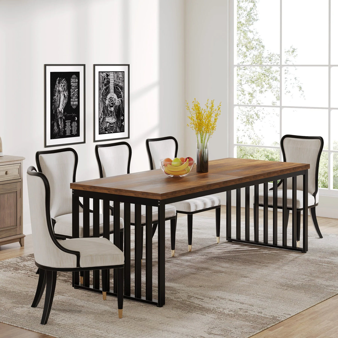 Olivare Modern Dining Table | 78.74 inches Wooden Sturdy Kitchen Table