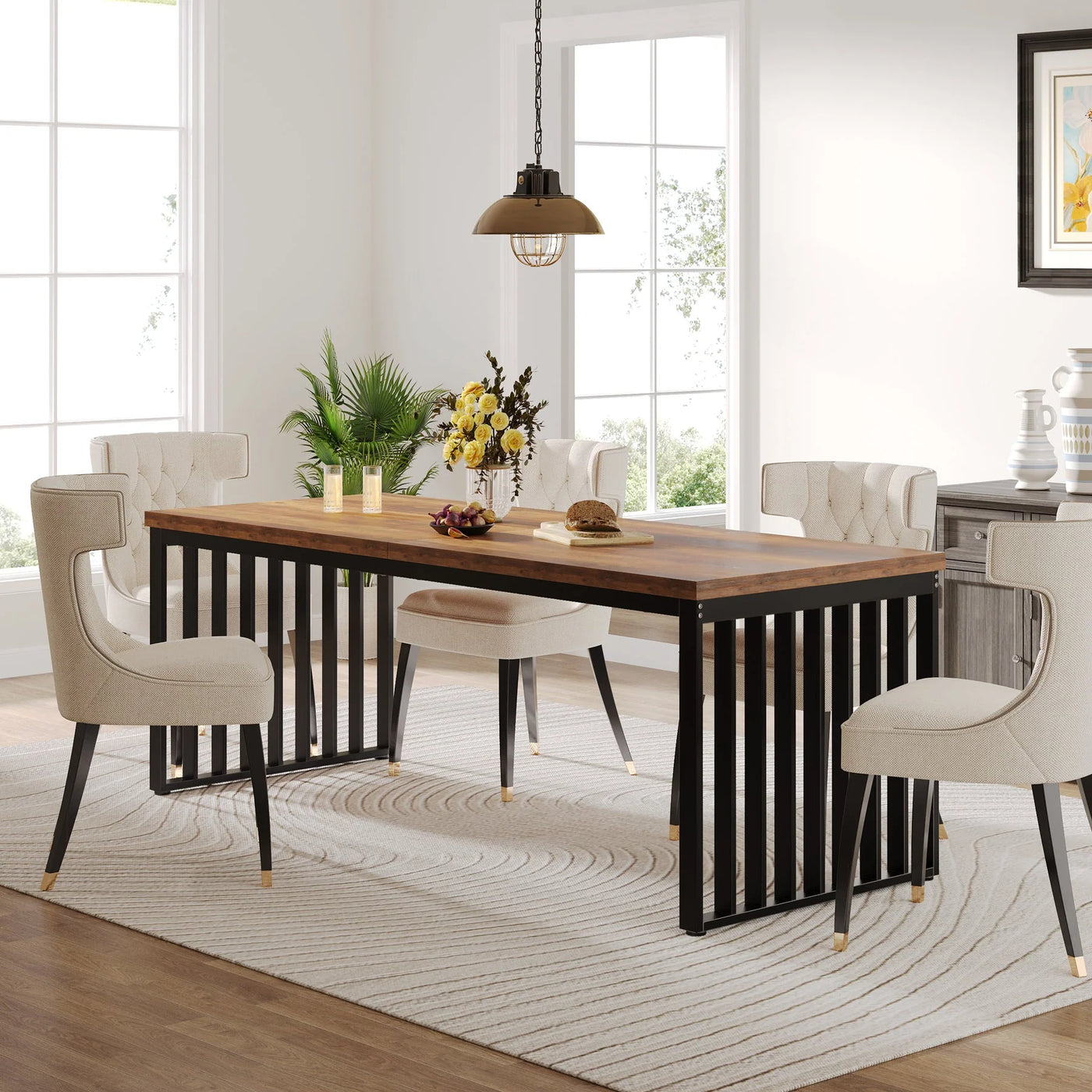 Olivare Modern Dining Table | 78.74 inches Wooden Sturdy Kitchen Table