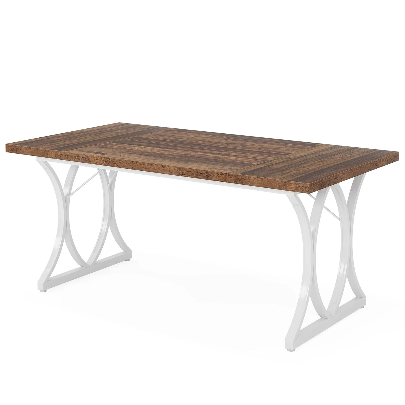 Chevre Modern Dining Table | Rectangle Wood Marble Industrial Kitchen Table Dinner Table for 6 People