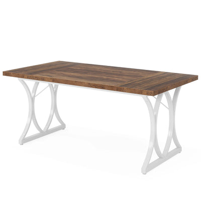 Chevre Modern Dining Table | Rectangle Wood Marble Industrial Kitchen Table Dinner Table for 6 People
