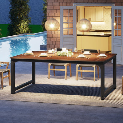 Mesa de comedor interior y exterior Marta | Mesa de cocina rectangular de madera para patio
