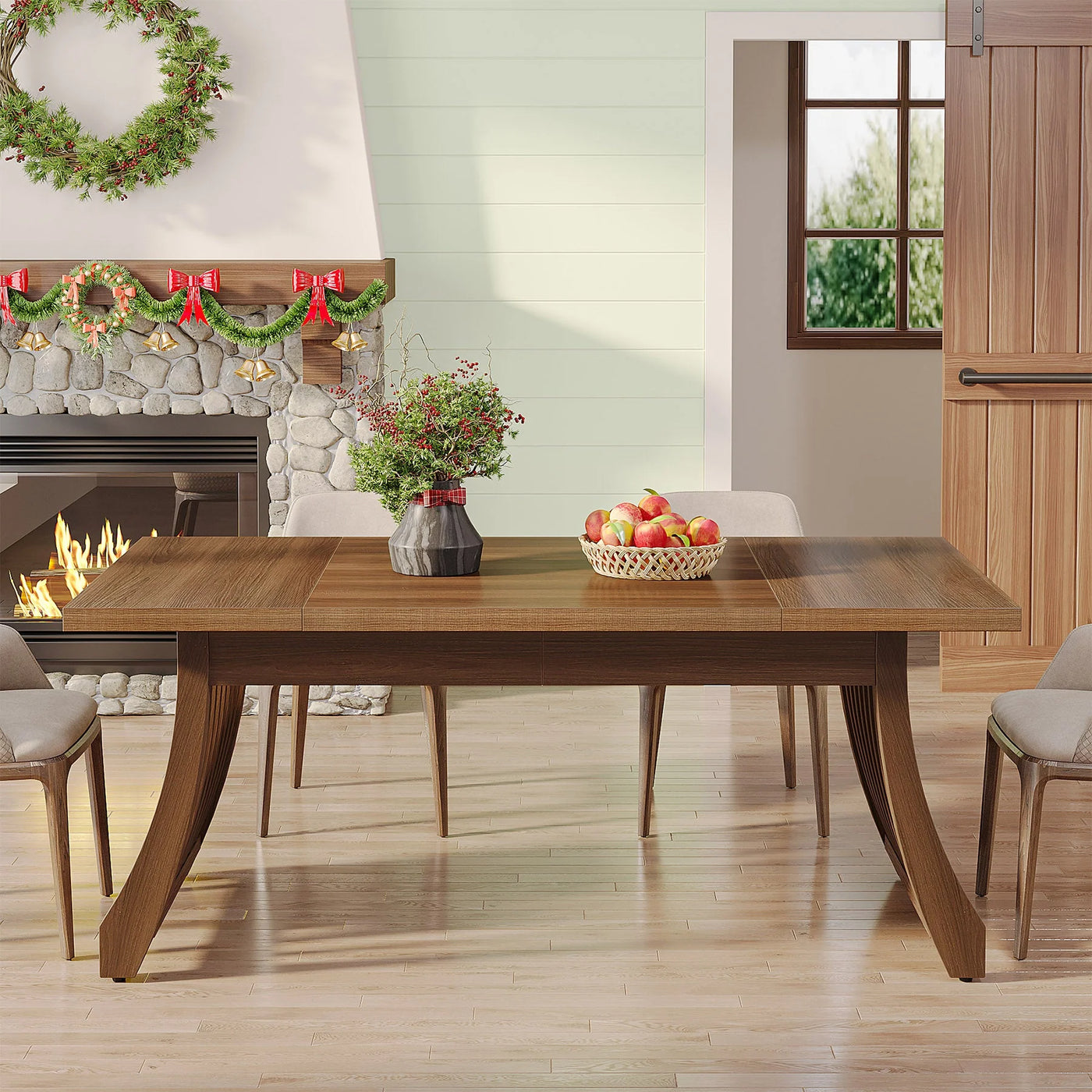 Carbella Rectangular Dining Table | Wood Kitchen Table for 6-8 People