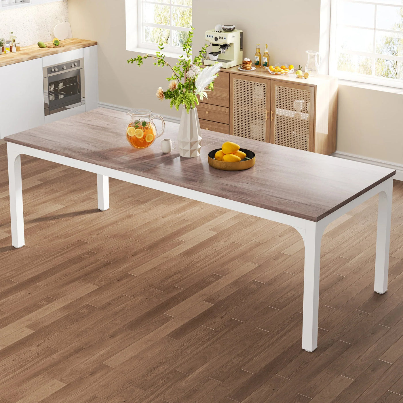 Charlotte Rectangular Dining Table | 78 inch Long Wood Kitchen Table for 6-8 People