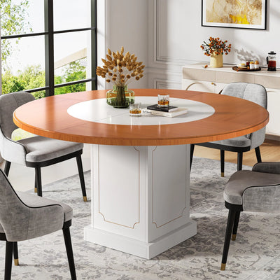 Mesa de comedor redonda Ventre, mesa de cocina circular de madera de 47" para 4-6 personas