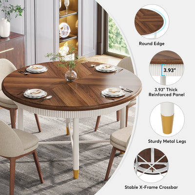 Dante Round Dining Table | 47" Kitchen Table with Solid Metal Frame for 4-6 Person