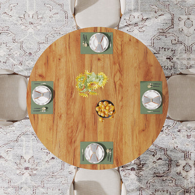 طاولة طعام خشبية مستديرة من تينسان | طاولة مطبخ دائرية مقاس 47.24 بوصة للأطفال من 4 إلى 6 سنوات