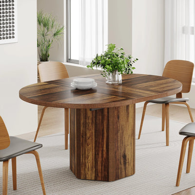 Mesa de comedor de madera Carlo | Mesa de comedor de cocina redonda, circular y ovalada para 4-6 personas