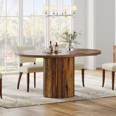Carlo Wooden Dining Table | Round Circular Oval Kitchen Dinner Table For 4-6