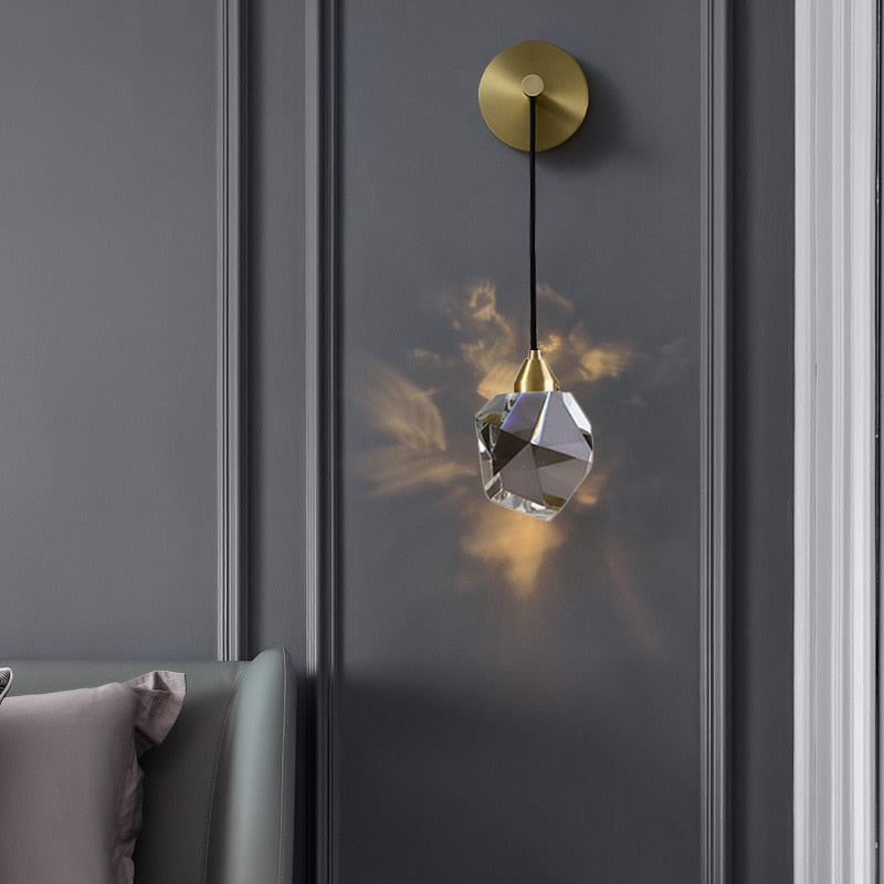 Luminaire Wall Light | Gold Crystal Hanging Wall Lamp Modern Sconce Light Fixture