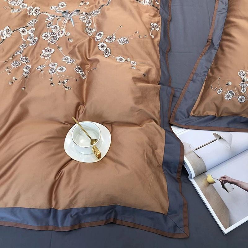 Maroon Duvet Cover Set - Affluent Interior Bed