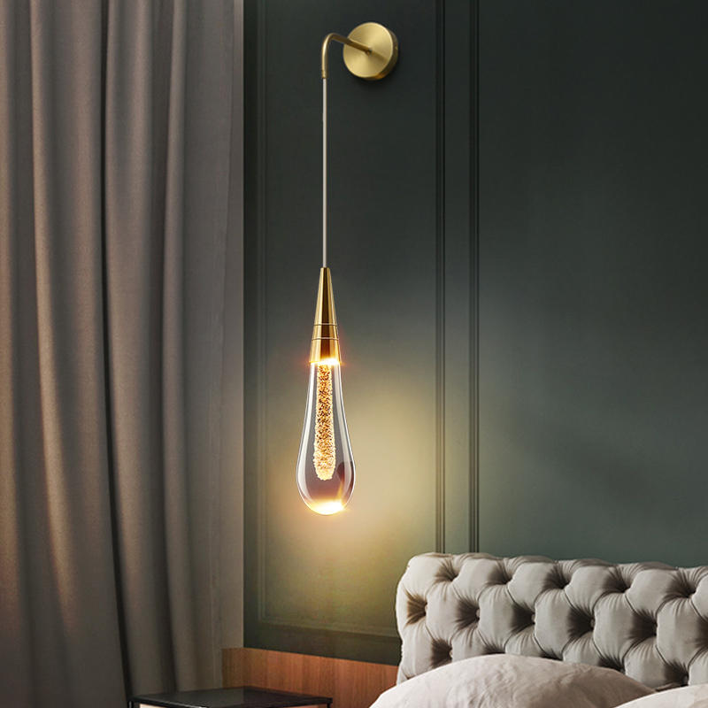 Devone Wall Light | Gold Crystal Hanging Wall Lamp Modern Sconce Light