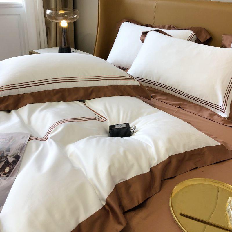 Beige Duvet Cover Set - Affluent Interior Bed